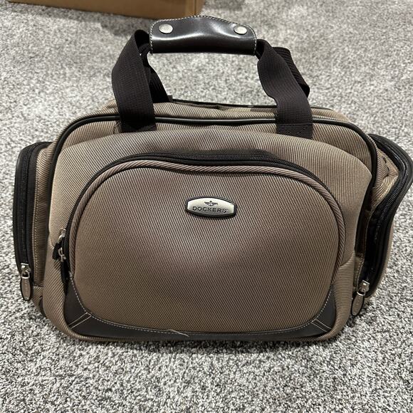 Dockers Tan Messenger Overnight Carry-On Travel Bag, Lots of Storage - Picture 1 of 11